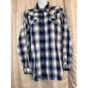 Wrangler Womens Plaid Western‎ Shirt Long Sleeve Snap Button Pockets Large
